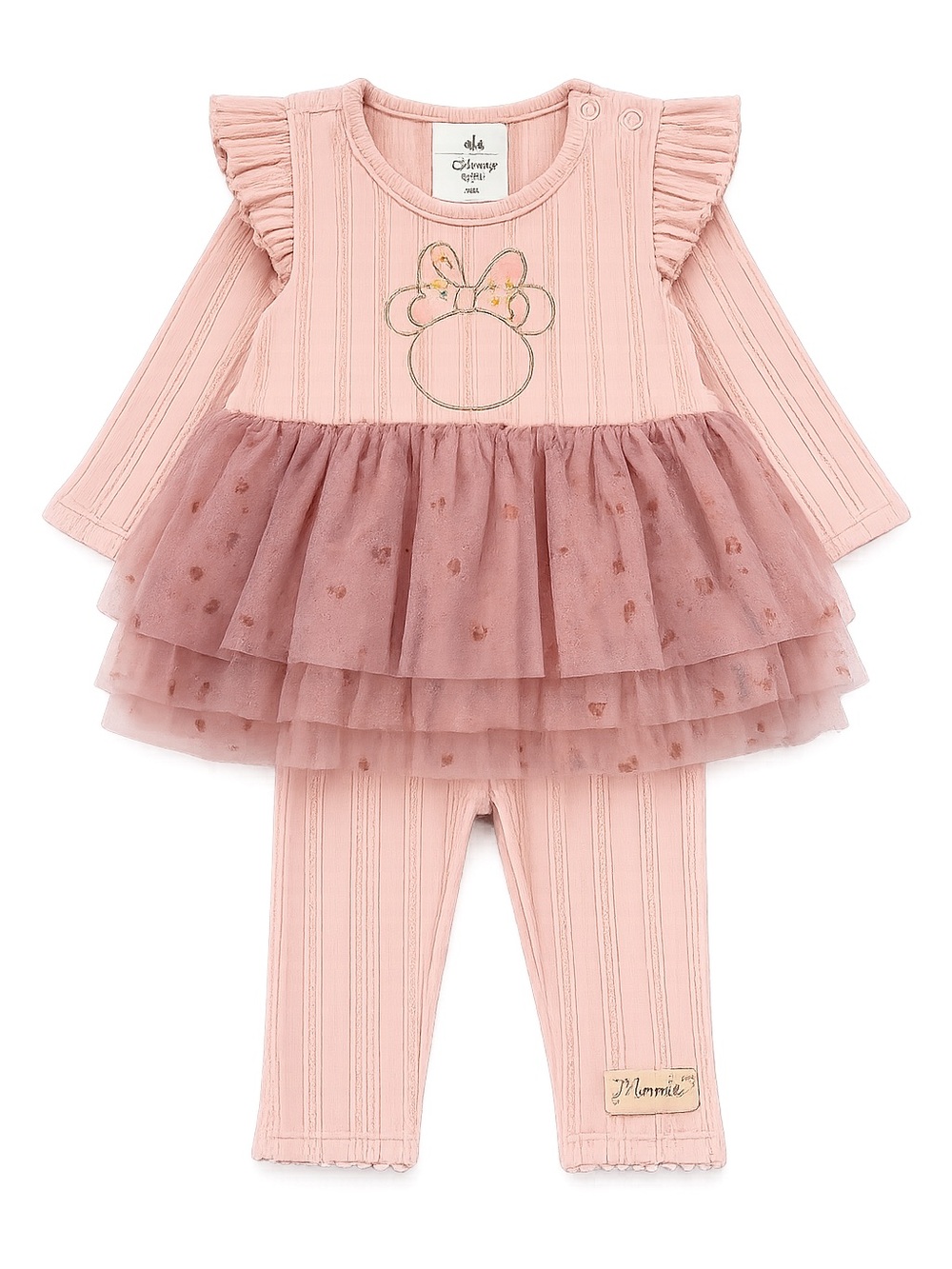 NWT Disney Baby Minnie Mouse Tutu Outfit Set 12M Pink Ribbed Dress Leggings Gift - Picture 2 of 4